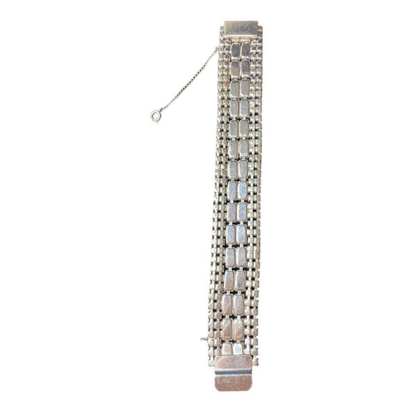 Bracelet Rhinestones 7 Inches Silver-Toned Safety Chain - Picture 4 of 11